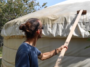 réimperméabilisation d'une toile de yourte